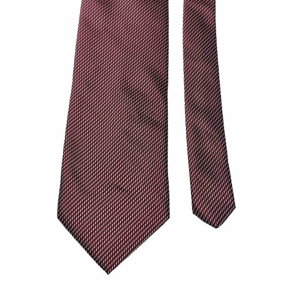 Ermenegildo zegna Silk Tie Necktie Red White Woven Geometric Italy - Picture 2 of 7